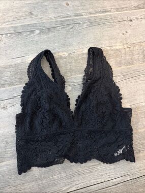 aerie Black Lace Plunge Bralette